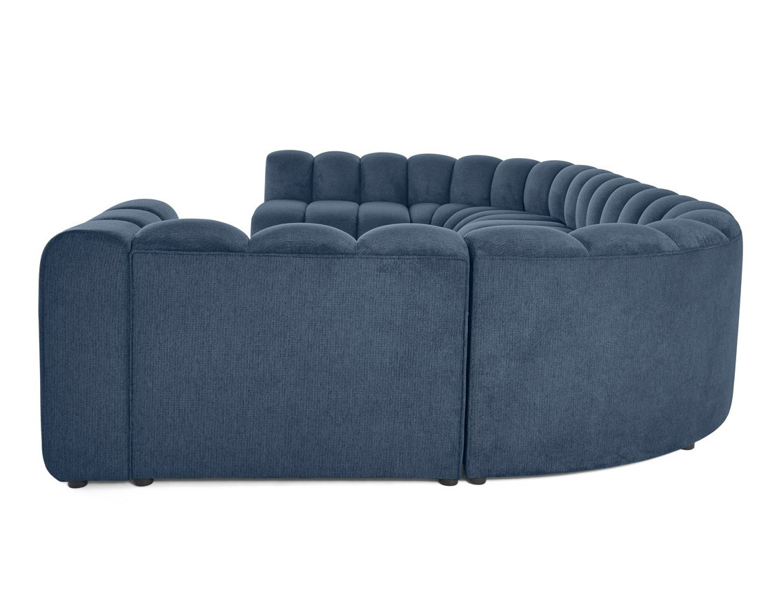 Canapé modulable panoramique d'angle gauche 7 places en tissu texturé Debbie