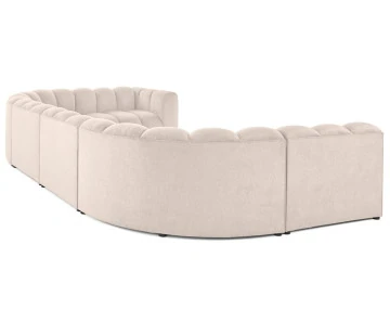 Canapé modulable panoramique d'angle gauche 7 places en tissu texturé Debbie