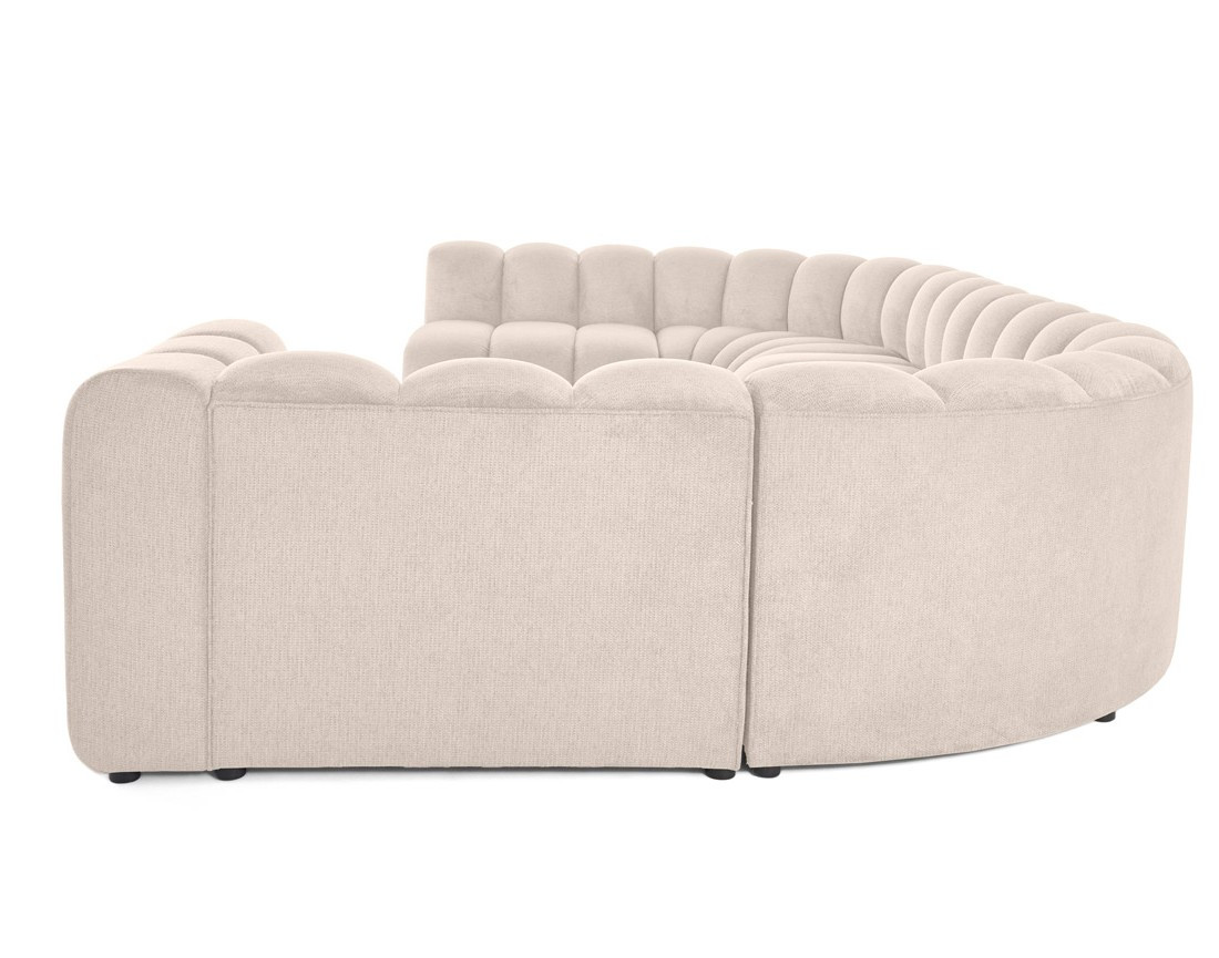 Canapé modulable panoramique d'angle gauche 7 places en tissu texturé Debbie