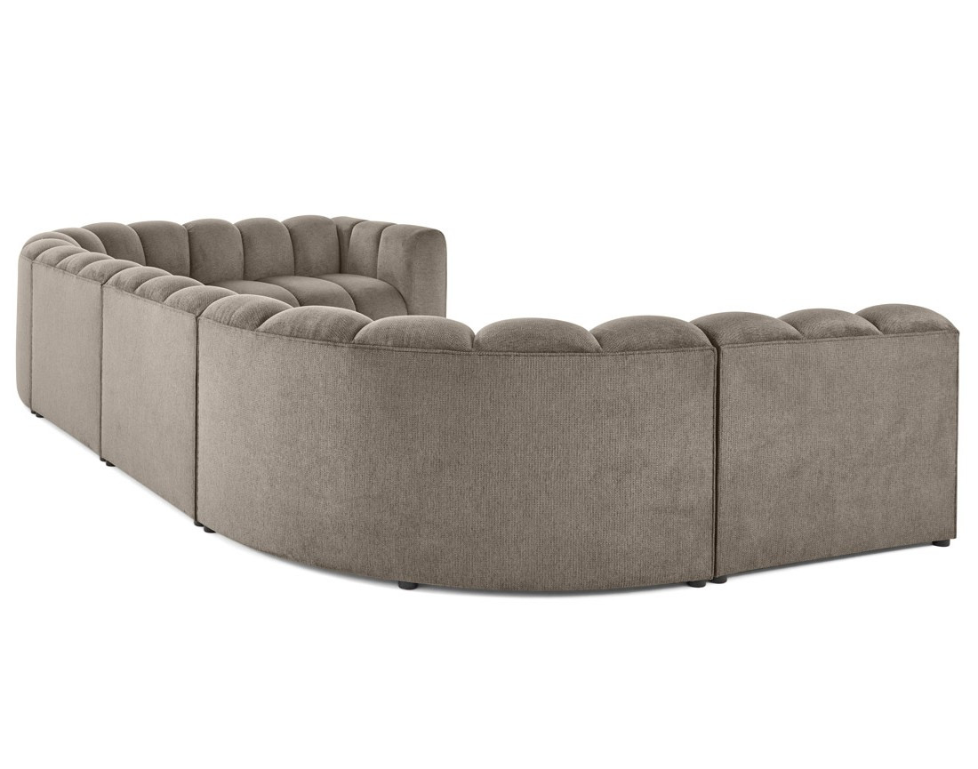 Canapé modulable panoramique d'angle gauche 7 places en tissu texturé Debbie
