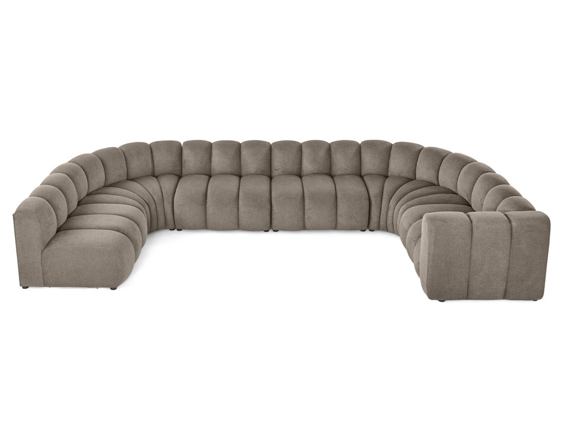 Canapé modulable panoramique d'angle gauche 7 places en tissu texturé Debbie
