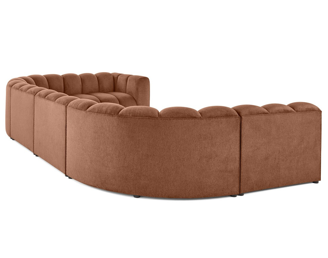 Canapé modulable panoramique d'angle gauche 7 places en tissu texturé Debbie