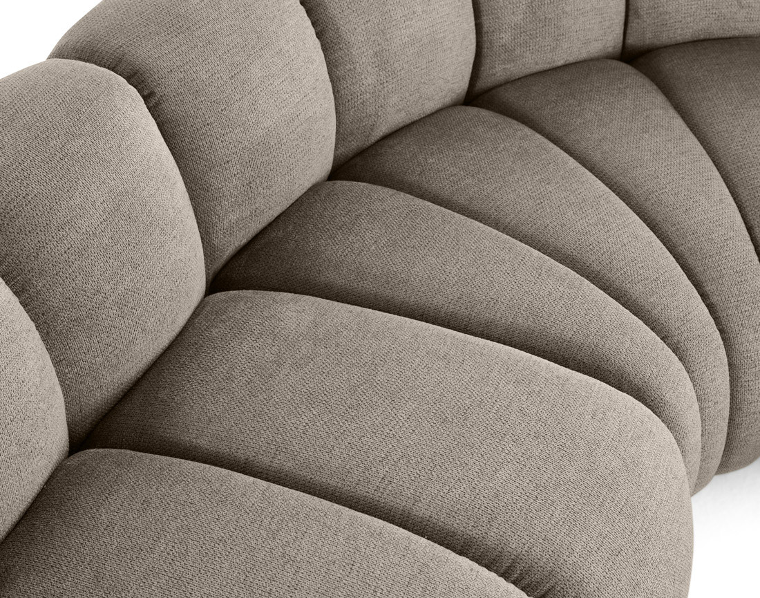 Canapé modulable panoramique d'angle gauche 7 places en tissu texturé Debbie