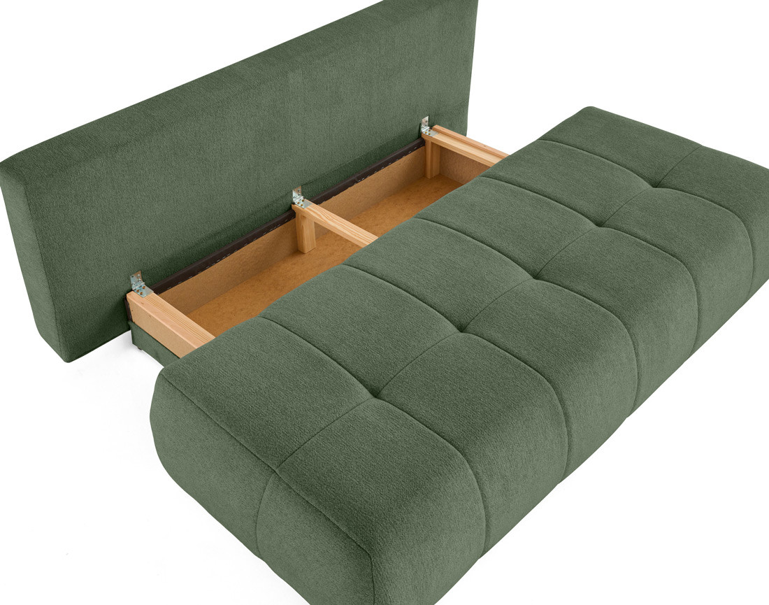 Canapé droit 3 places convertible avec coffre en tissu texturé Bowie