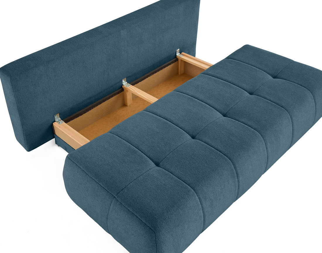 Canapé droit 3 places convertible avec coffre en tissu texturé Bowie Canapé droit 3 places convertible avec coffre en tissu texturé Bowie