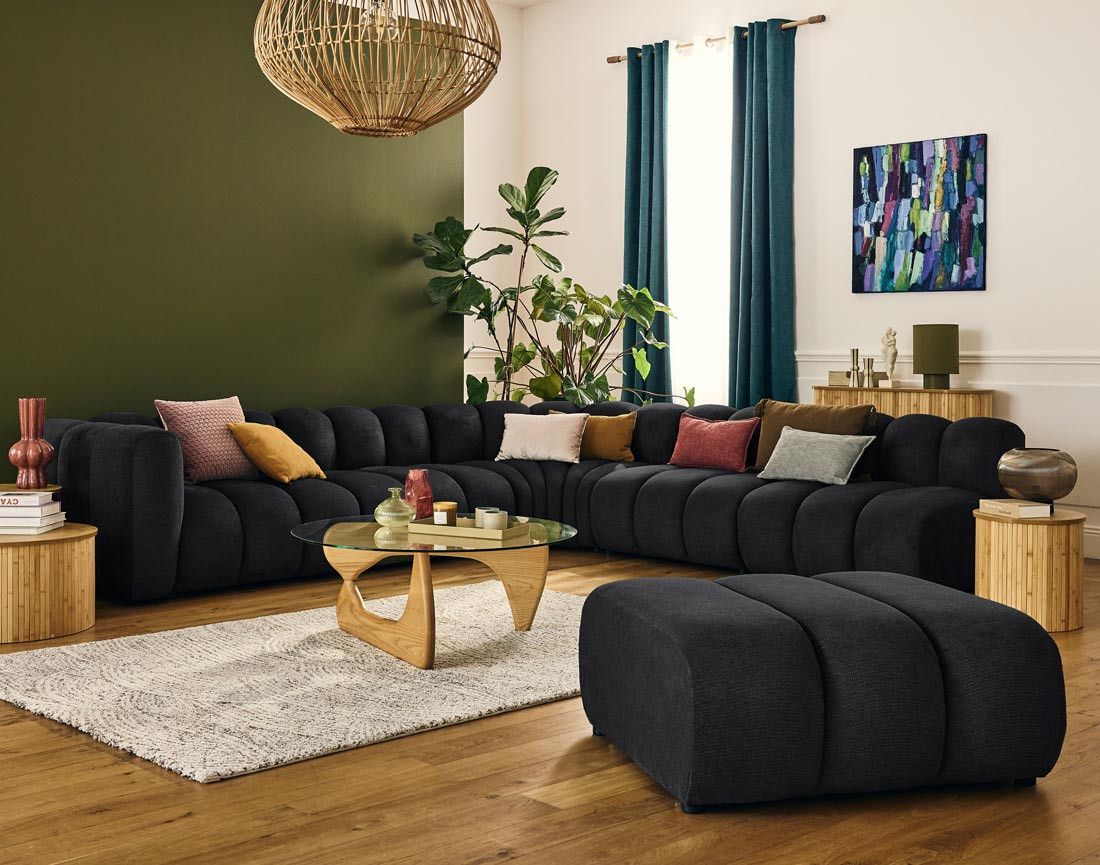 Pouf en tissu texturé Debbie