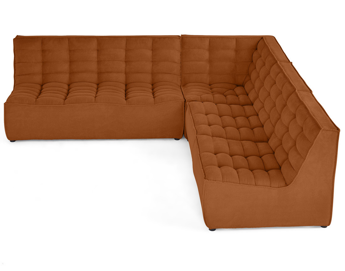 Canapé modulable d'angle réversible 5 places en velours texturé Ellie