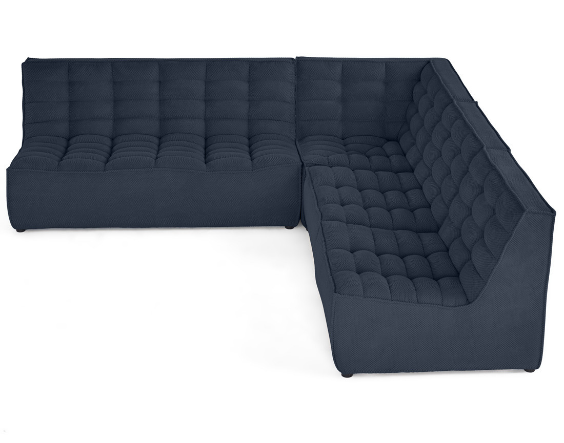 Canapé modulable d'angle réversible 5 places en velours texturé Ellie