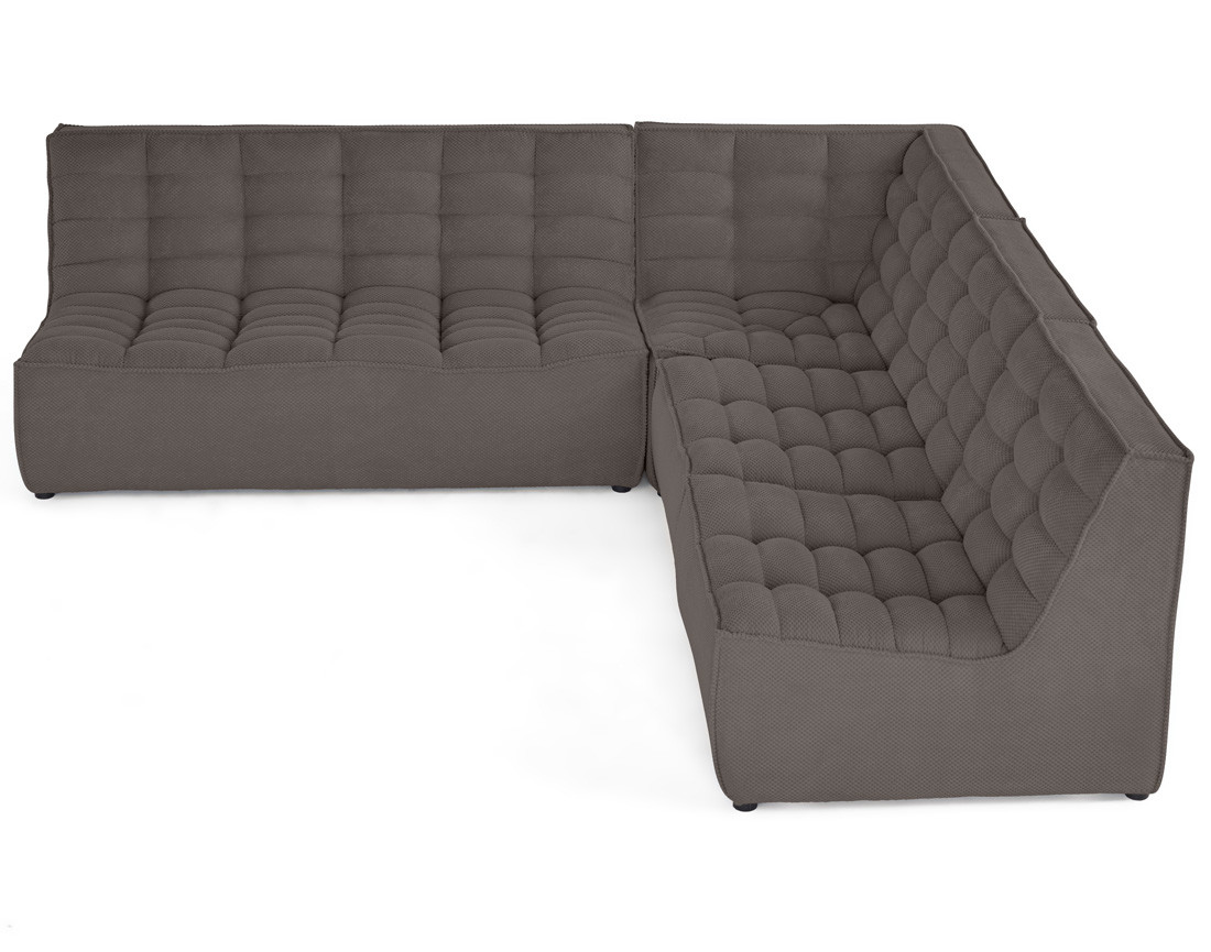 Canapé modulable d'angle réversible 5 places en velours texturé Ellie Canapé modulable d'angle réversible 5 places en velours texturé Ellie