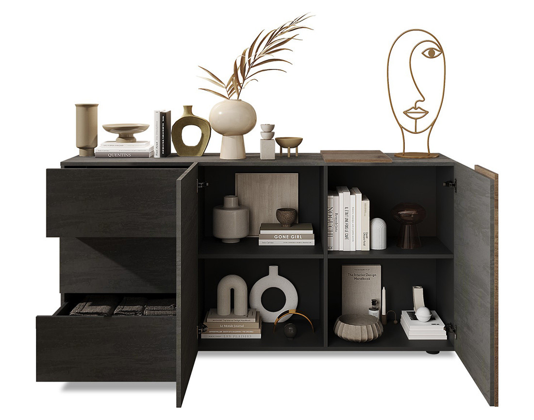 Buffet bas 2 portes et 3 tiroirs 181 cm Leon