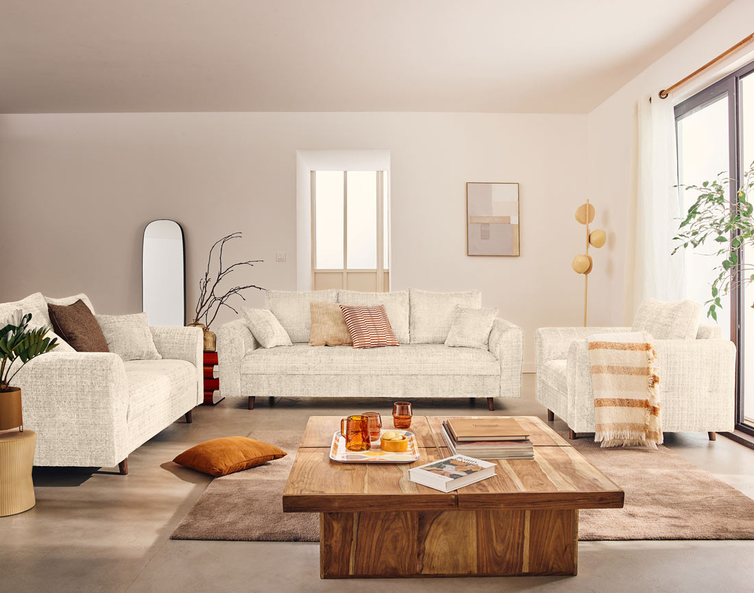 Fauteuil en velours texturé Rune