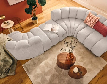 Module d'assise sans accoudoirs en tissu texturé Debbie
