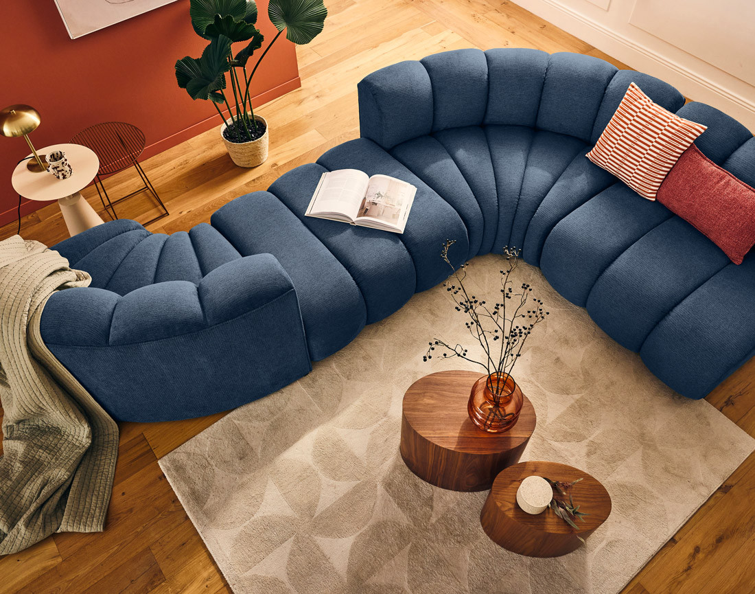 Module d'assise sans accoudoirs en tissu texturé Debbie