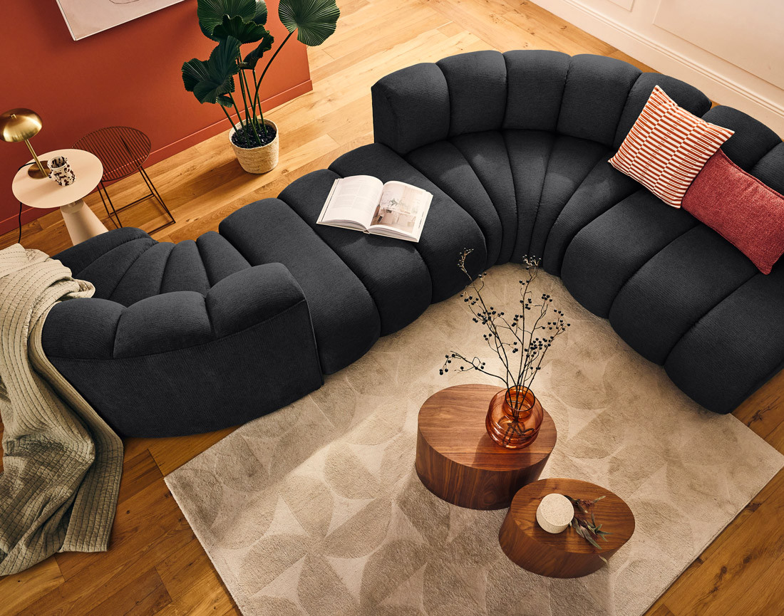 Module d'assise sans accoudoirs en tissu texturé Debbie Module d'assise sans accoudoirs en tissu texturé Debbie