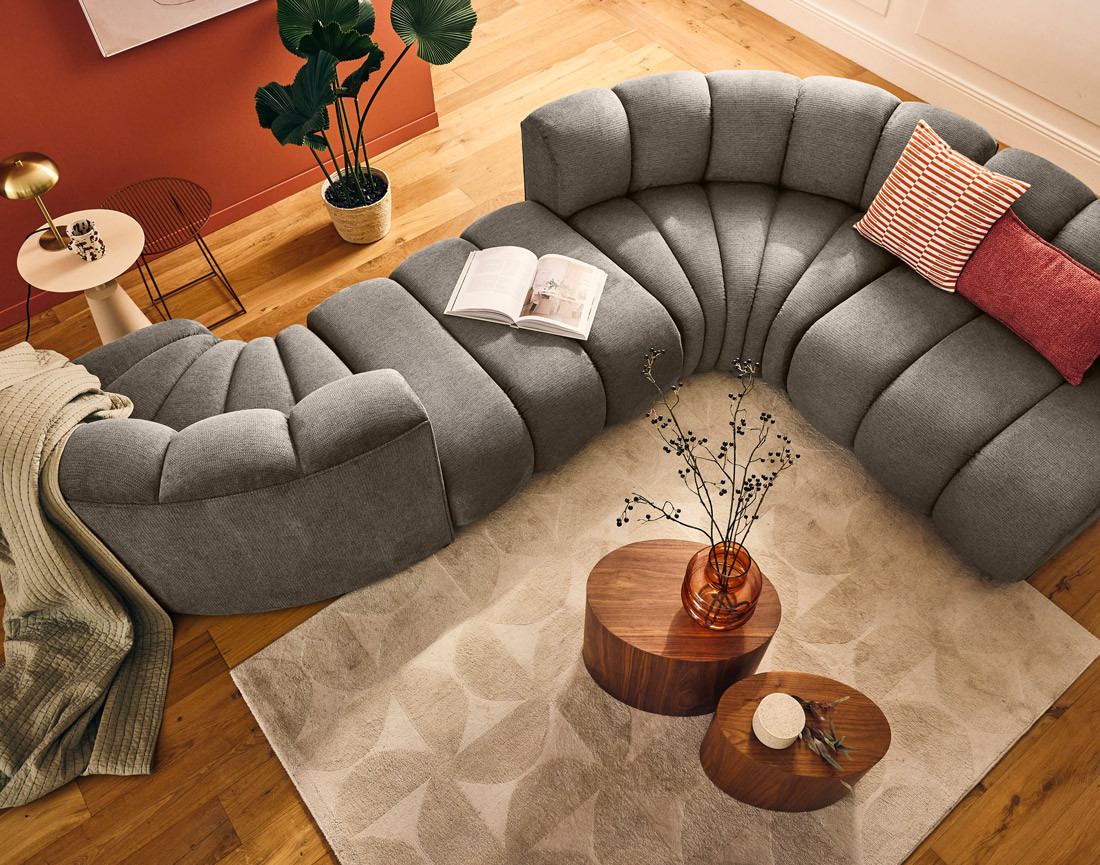 Module d'angle réversible en tissu texturé Debbie
