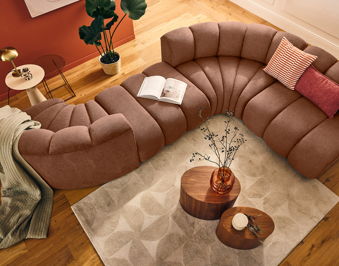 Module d'angle réversible en tissu texturé Debbie