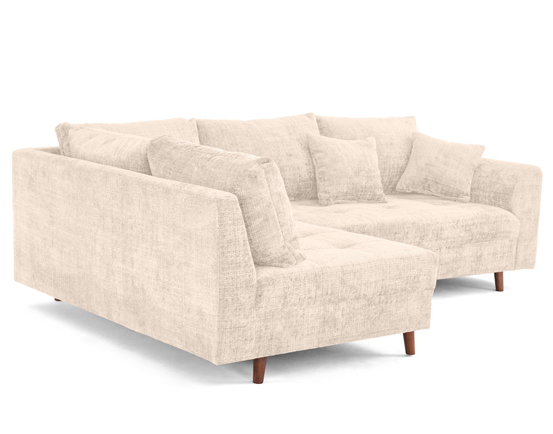 Canapé d'angle gauche 4 places en velours texturé Rune