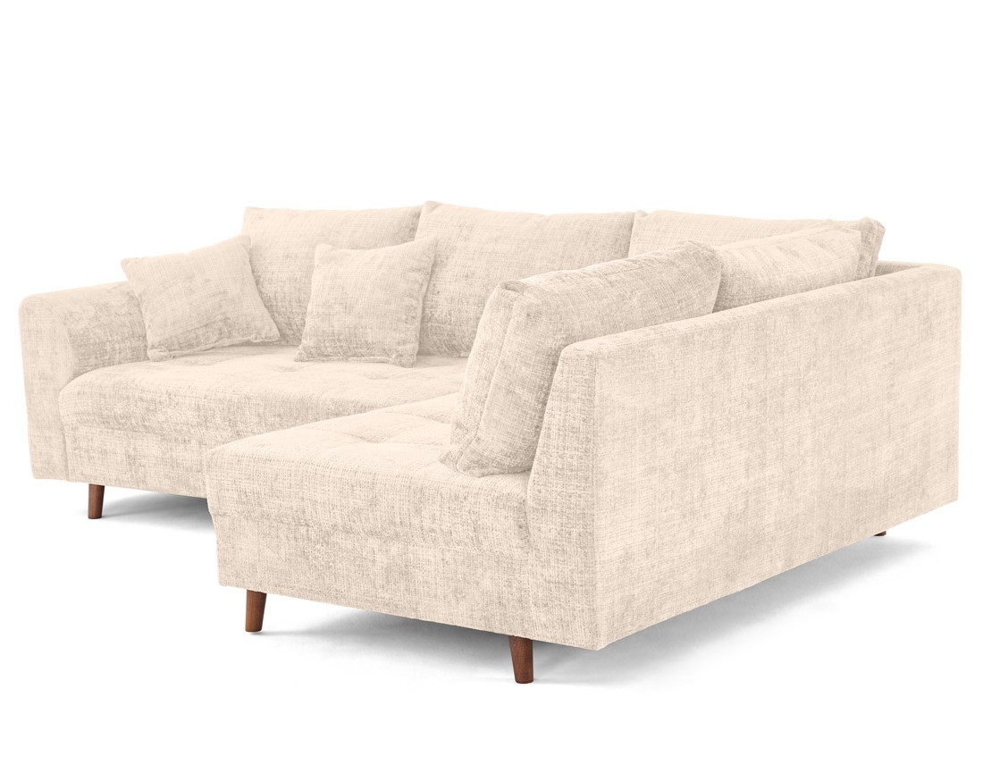 Canapé d'angle droit 4 places en velours texturé Rune Canapé d'angle droit 4 places en velours texturé Rune