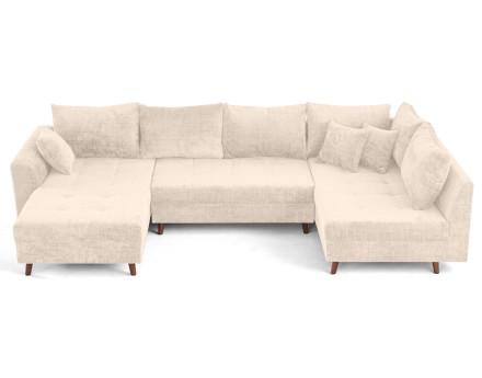 Canapé panoramique d'angle droit 7 places en velours texturé Rune