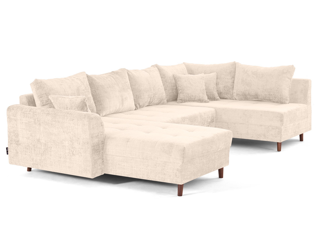 Canapé panoramique d'angle droit 7 places en velours texturé Rune Canapé panoramique d'angle droit 7 places en velours texturé Rune