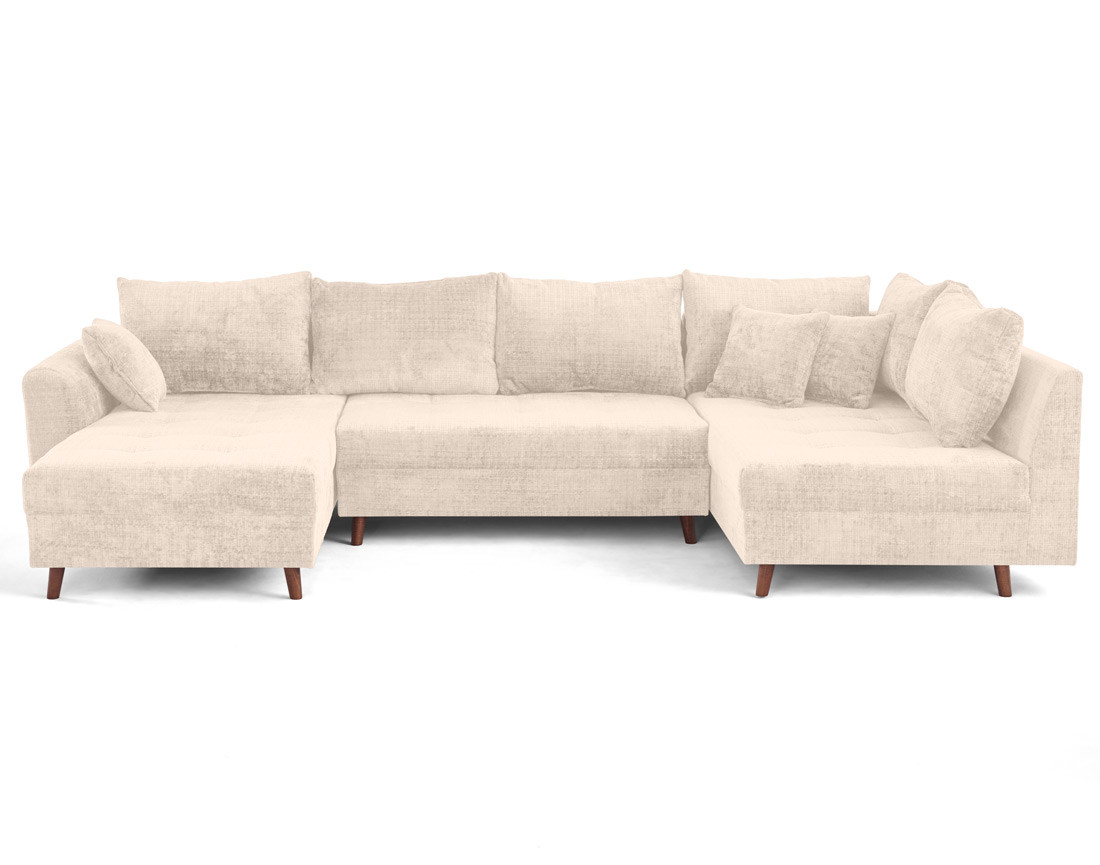 Canapé panoramique d'angle droit 7 places en velours texturé Rune Canapé panoramique d'angle droit 7 places en velours texturé Rune