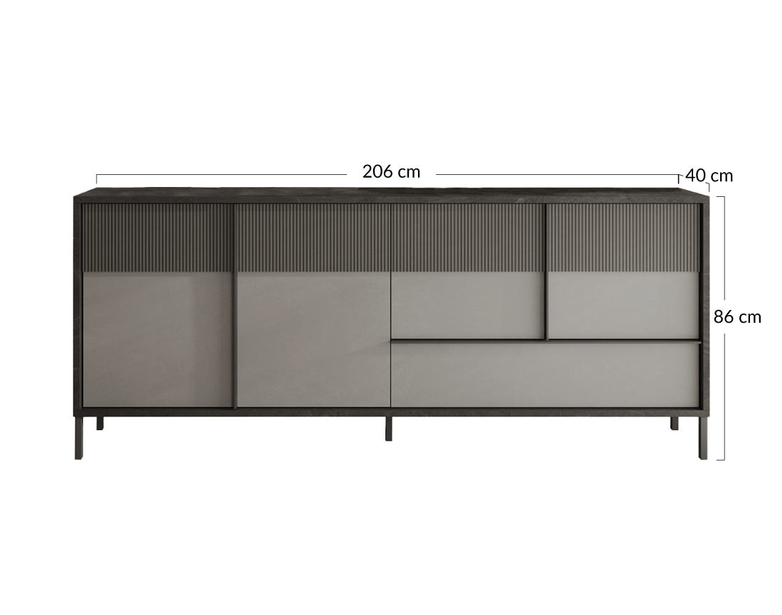 Buffet bas 4 portes et 1 tiroir 206 cm Jules