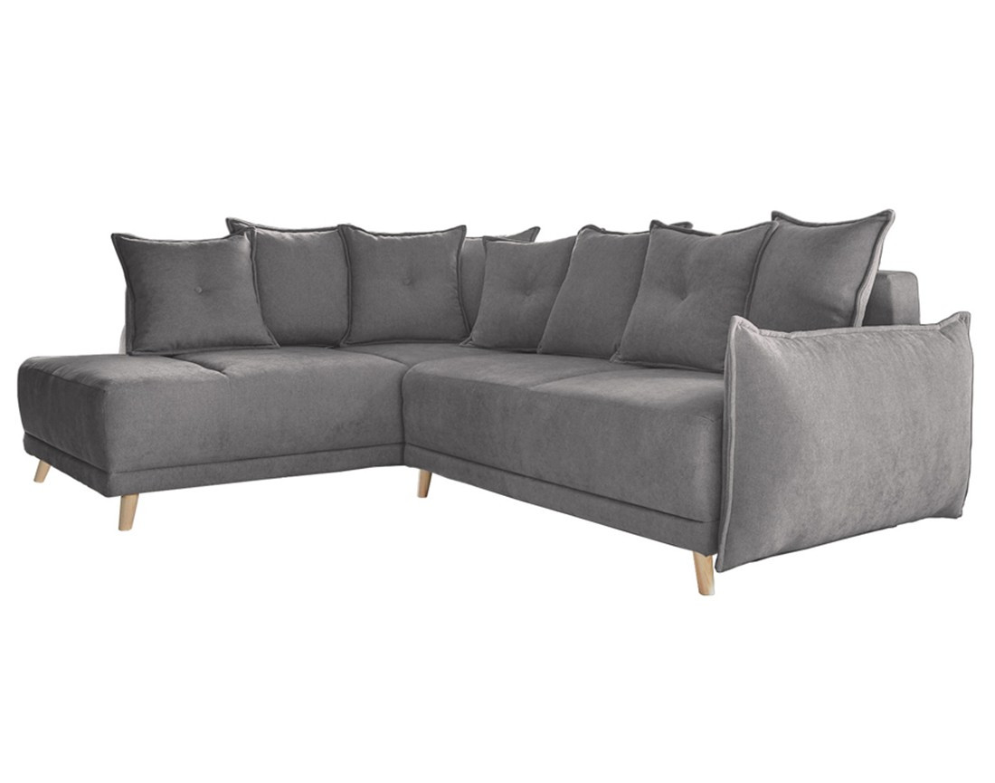 Lena - canapé d’angle gauche gris foncé convertible au style scandinave