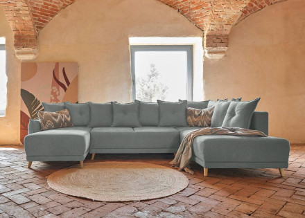 Lena - Canapé scandinave d'angle panoramique convertible droite