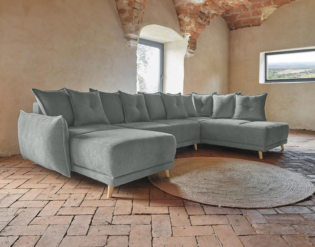 Lena - Canapé scandinave d'angle panoramique convertible droite Lena - Canapé scandinave d'angle panoramique convertible droite