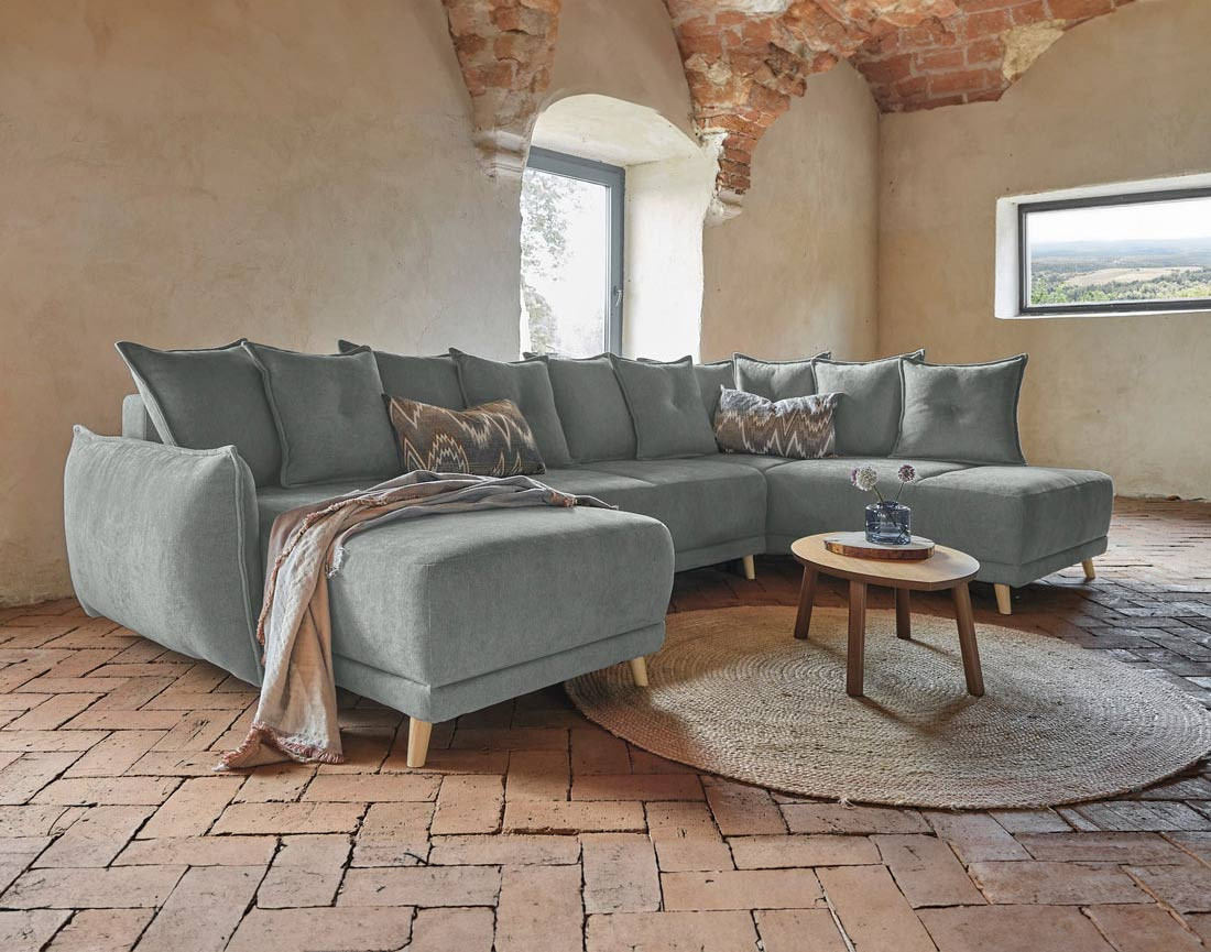 Lena - Canapé scandinave d'angle panoramique convertible droite Lena - Canapé scandinave d'angle panoramique convertible droite