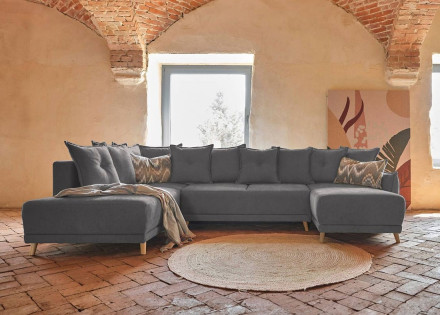 Lena - Canapé scandinave d'angle panoramique convertible gauche