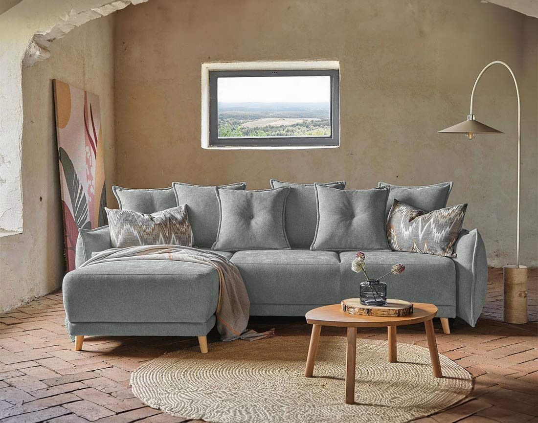 Lena - Canapé scandinave d'angle réversible convertible avec rangement Lena - Canapé scandinave d'angle réversible convertible avec rangement