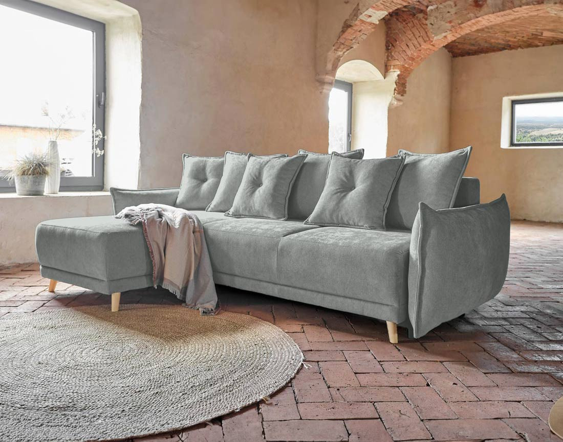Lena - Canapé scandinave d'angle réversible convertible avec rangement Lena - Canapé scandinave d'angle réversible convertible avec rangement