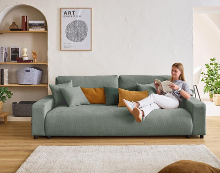 Canapé 3 places convertible avec coffre en velours texturé Pivoine