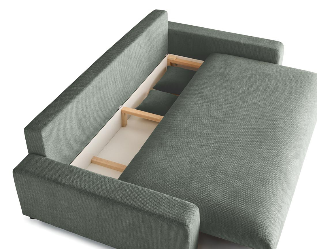 Canapé 3 places convertible avec coffre en velours texturé Pivoine