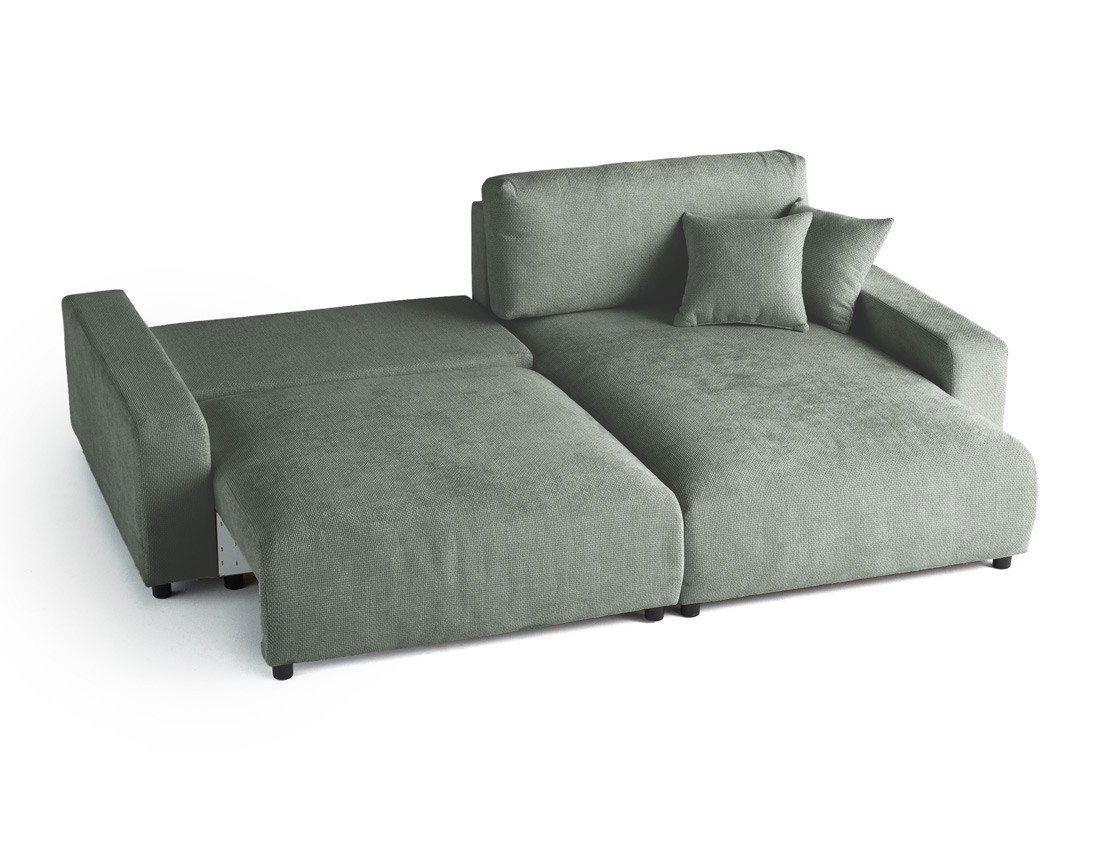 Canapé d'angle réversible 4 places convertible avec coffre en velours texturé Pivoine Canapé d'angle réversible 4 places convertible avec coffre en velours texturé Pivoine