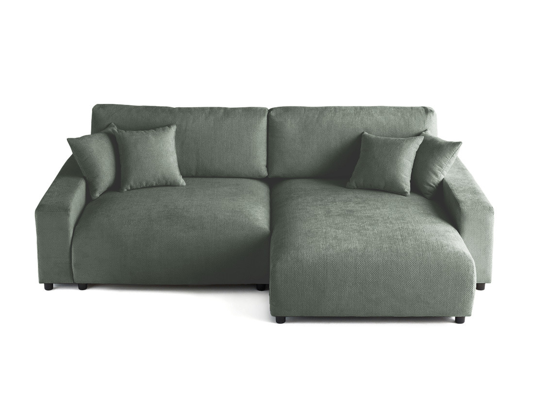 Canapé d'angle réversible 4 places convertible avec coffre en velours texturé Pivoine Canapé d'angle réversible 4 places convertible avec coffre en velours texturé Pivoine