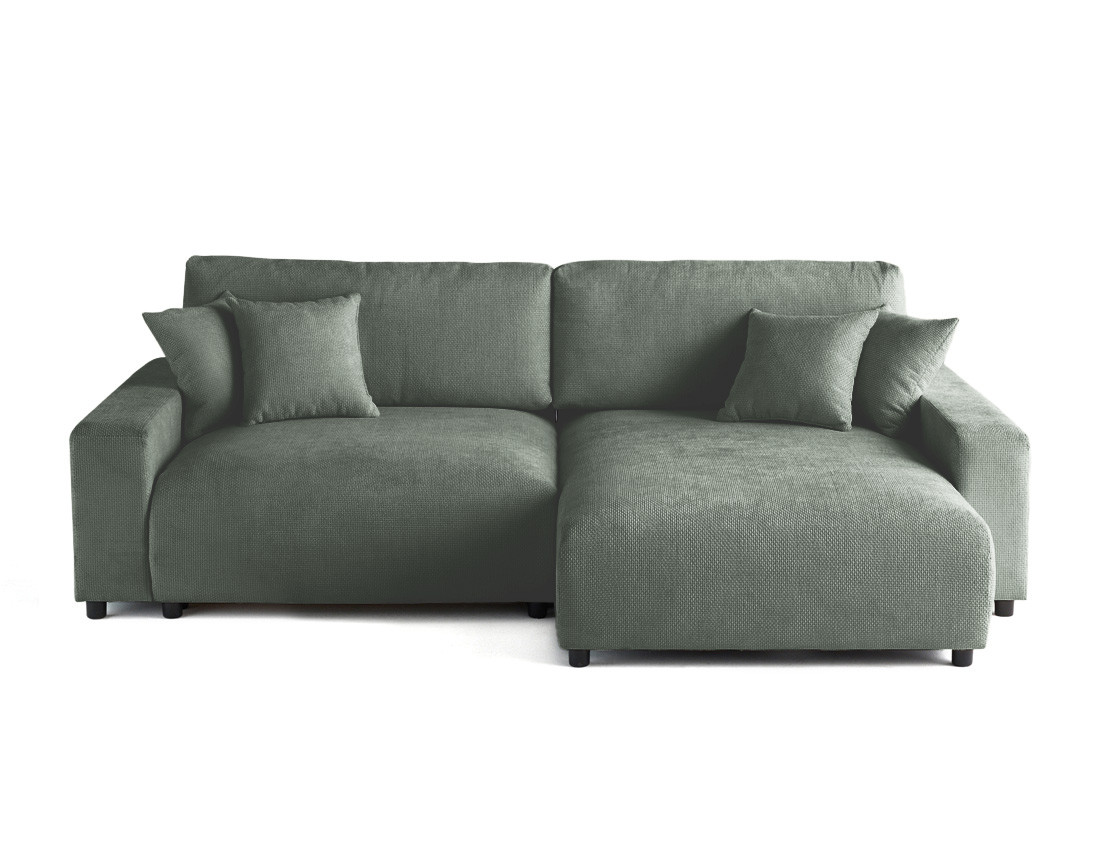 Canapé d'angle réversible 4 places convertible avec coffre en velours texturé Pivoine Canapé d'angle réversible 4 places convertible avec coffre en velours texturé Pivoine