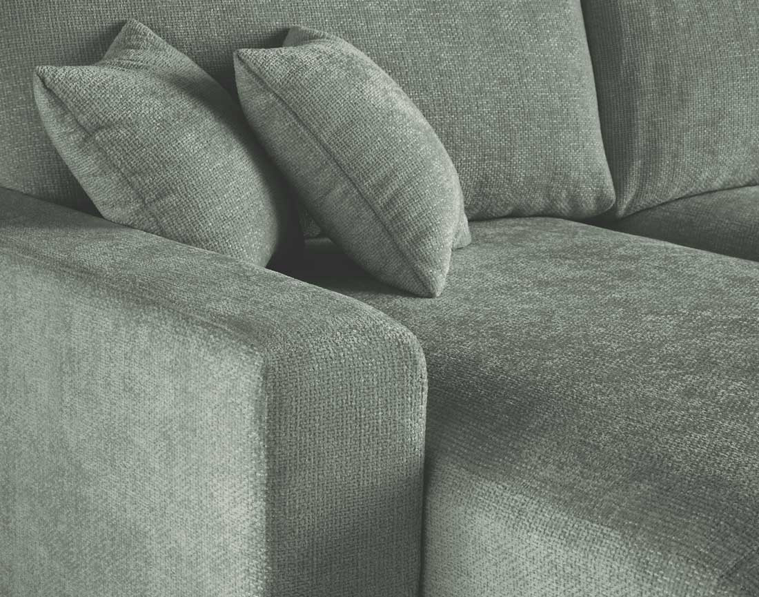 Canapé panoramique en U 7 places convertible avec coffre en velours texturé Pivoine