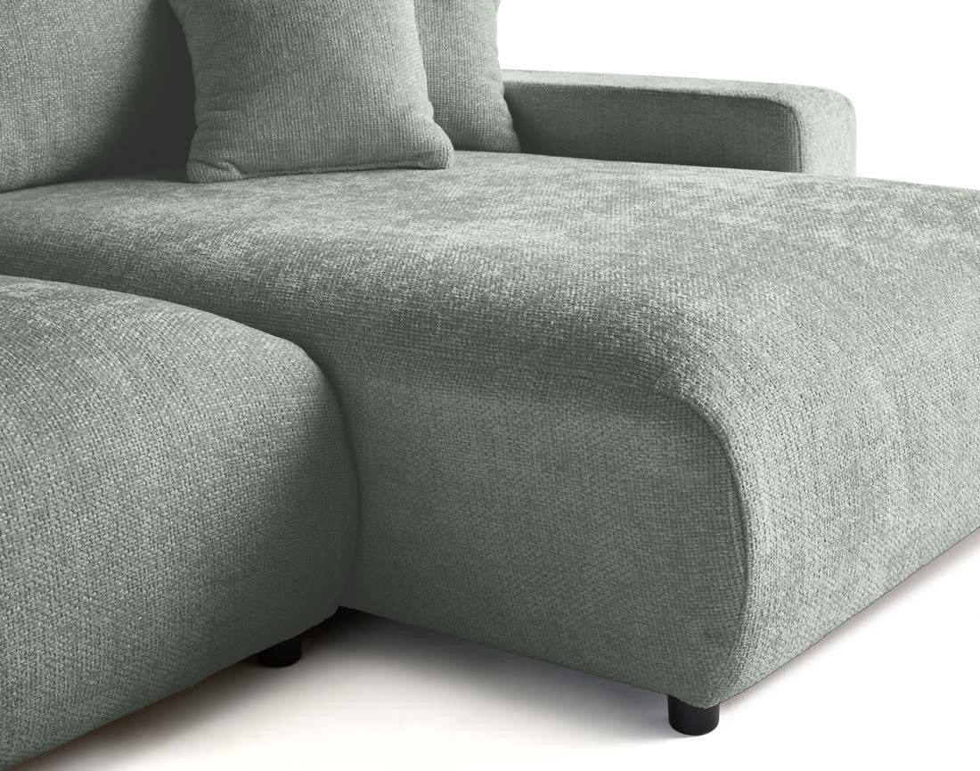 Canapé panoramique en U 7 places convertible avec coffre en velours texturé Pivoine