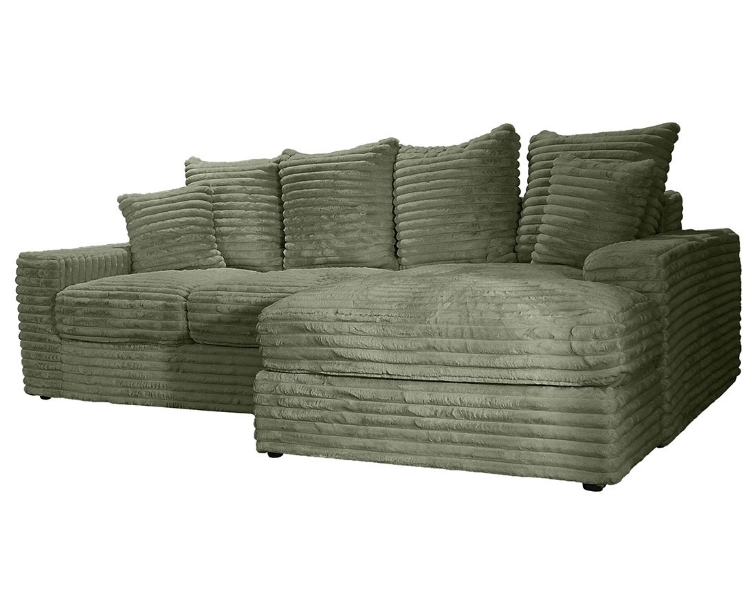 Canapé d'angle droit 4 places en fausse fourrure côtelée Andy