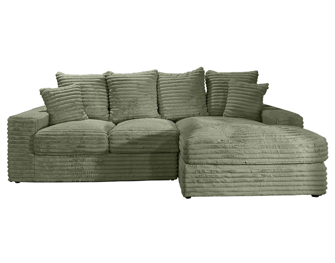 Canapé d'angle droit 4 places en fausse fourrure côtelée Andy