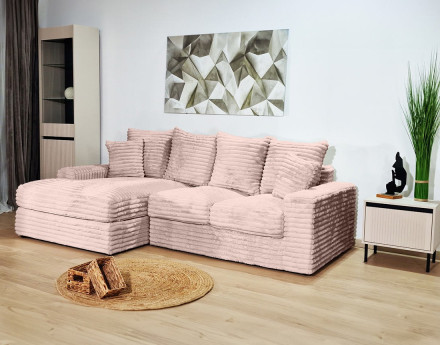 Canapé d'angle gauche 4 places en fausse fourrure côtelée Andy