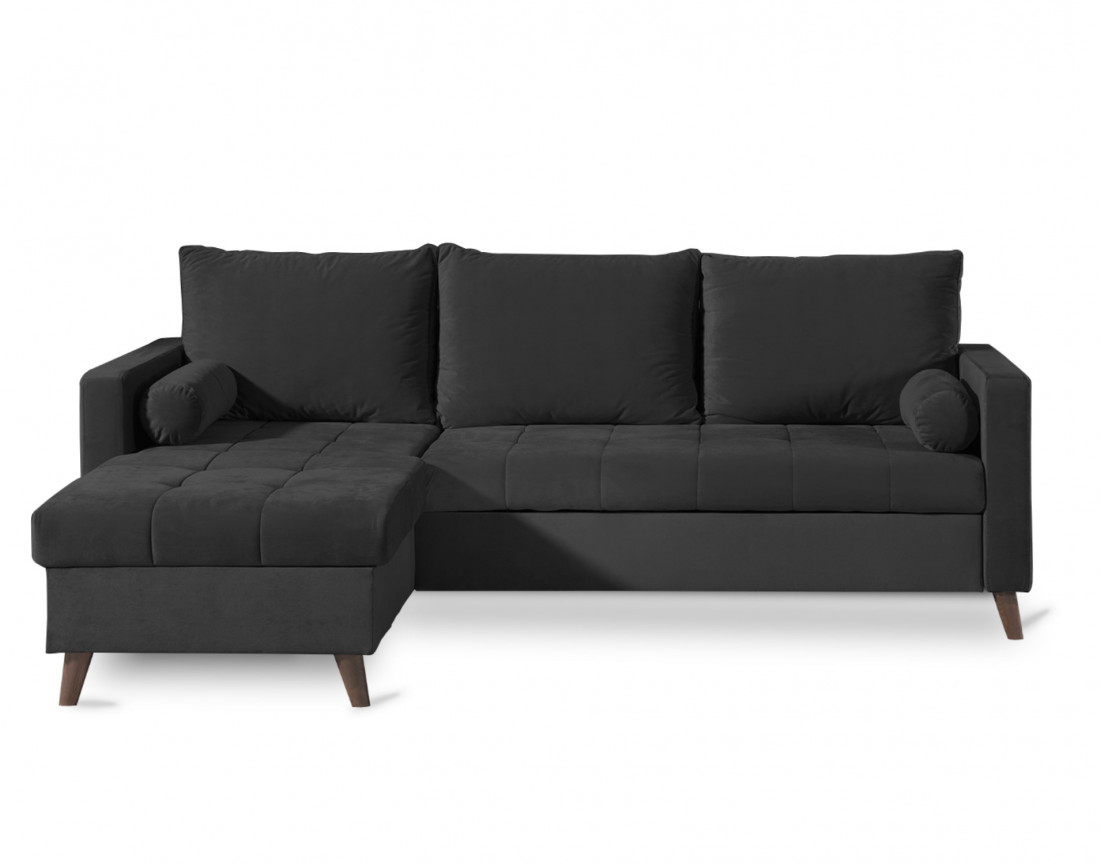 Polar - canapé d’angle réversible convertible en velours au design scandinave