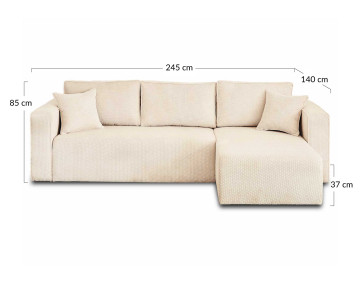 Canapé d'angle réversible 4 places velours texturé Topaze - Best Mobilier