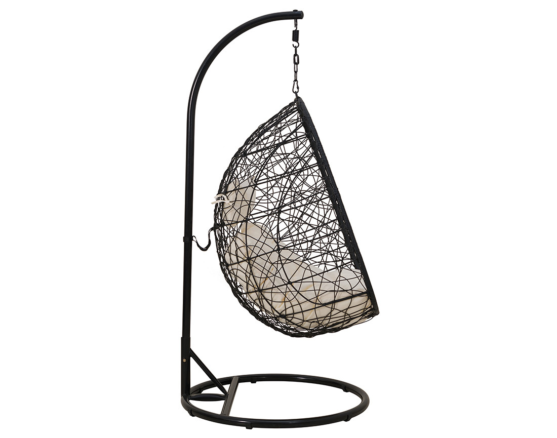 Fauteuil suspendu 1 place effet rotin noir Leila