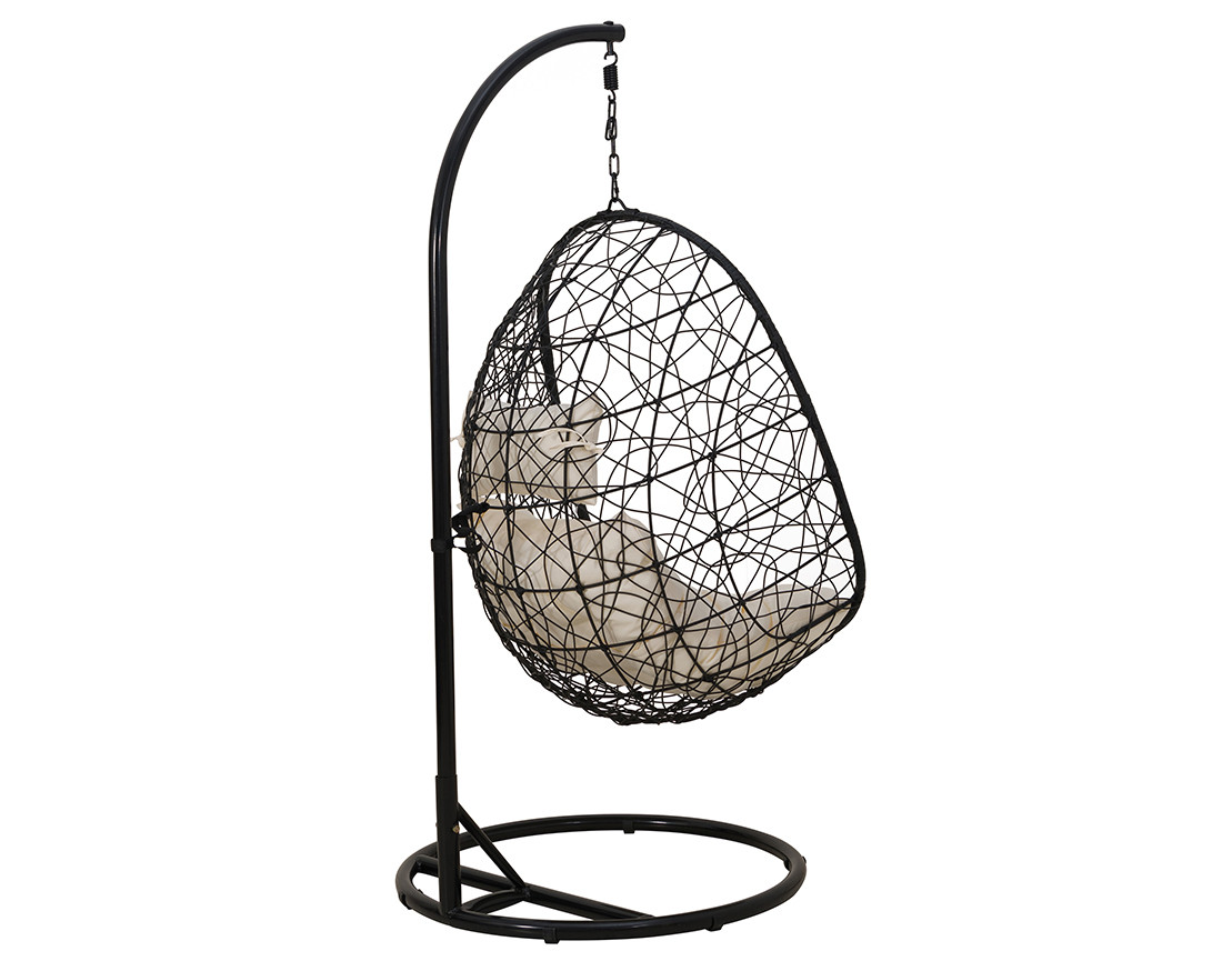 Fauteuil suspendu 1 place effet rotin noir Leila