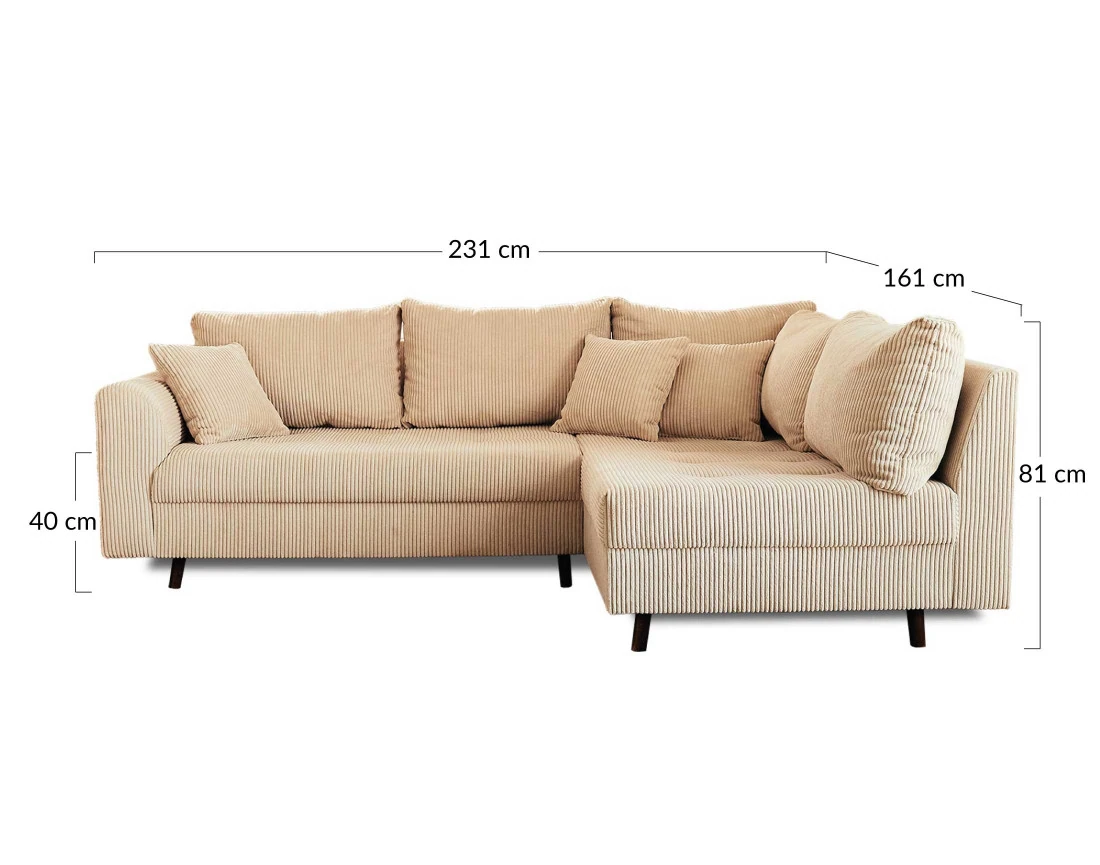 Canapé d'angle droit 4 places avec pouf Rune - Best Mobilier