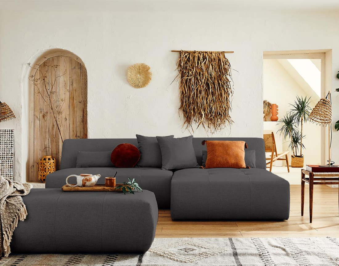 Canapé d'angle réversible modulable 4 places - en tissu - Onyx