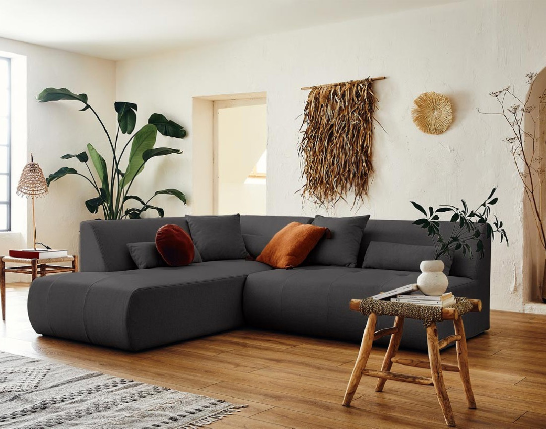 Onyx - canapé d'angle gauche modulable 5 places - en tissu